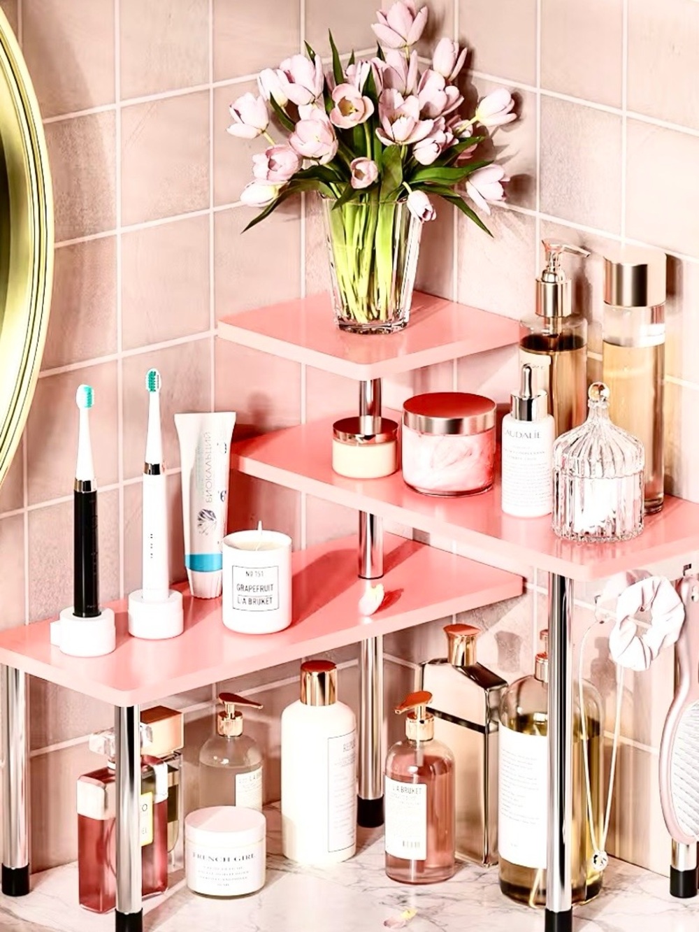 Elle Decor Bathroom Counter & Organizer Multiuse Corner Shelf